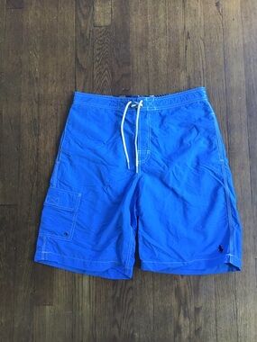 Polo by Ralph Lauren Bright Blue Men's Swim Shorts with Cargo Pocket